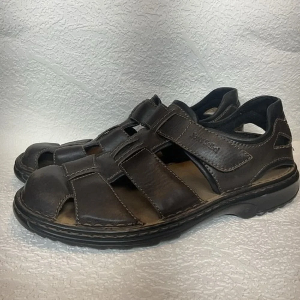 Josef Seibel Jeremy Dark Brown Fisherman Sandals Men 47/US13-13.5 Leather